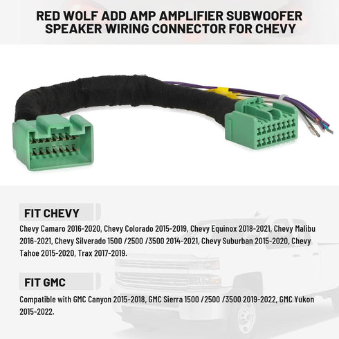 RED WOLF Add AMP Amplifier Subwoofer T Harness Wiring Speaker Connector Adapter Plug Compatible with 2014-2021 Chevy GMC Silverado Sierra Yukon Ad...