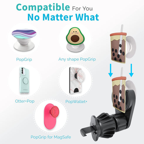 Magnetic Socket Car Mount - Phone Socket Holder for Car - Mount Holder for All Socket Grips - AC Vent Clip - 360 Rotation Ultra Stability......