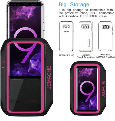 Galaxy S10 S9 S8 Armband, JEMACHE Gym Running Exercises Workouts Phone Arm Band for Samsung Galaxy S10/S9/S8/S7 Edge (Rosy)...