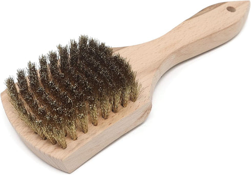 Brass Wire Utility Scrub Brush for Cleaning 9" Hardwood Handle (Made in USA)...
