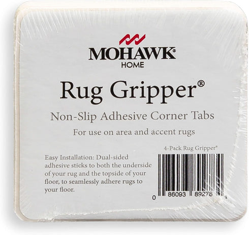 Mohawk Home Non Slip Corner Gripper Area Rug Tabs 4 Pack Anti Curling Double Sided Adhesive 4-inch x 4-inch Square White...