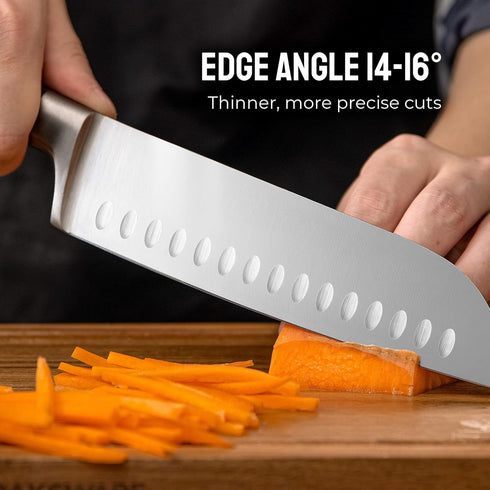 7" Santoku Knife, Razor Sharp Kitchen Cutting Chopping Chef Knife, Professional High Carbon German Steel Cooking Knife for Meat, Vegetables, and F...