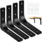 4 PCS Iron Wall Shelf Bracket, 6 x 5 Inch Heavy Duty Shelf Support Bracket Decorative Joint Angle Bracket, Matte Black...