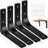 4 PCS Iron Wall Shelf Bracket, 6 x 5 Inch Heavy Duty Shelf Support Bracket Decorative Joint Angle Bracket, Matte Black...