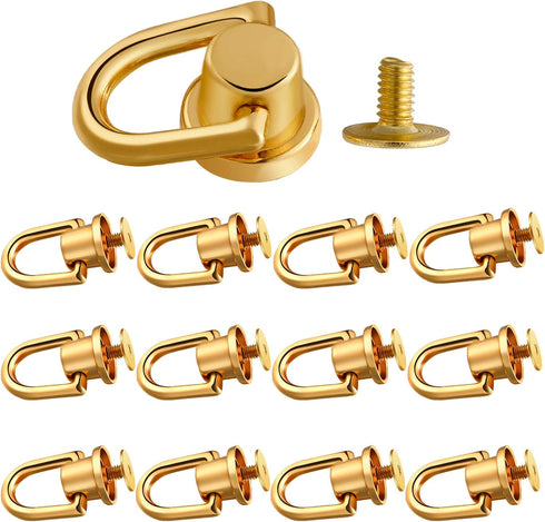 Ripeng 12 Pieces D Ring Stud Screw Ball Head Buttons for Purse Rotatable Ball D Ring Stud Metal Ring DIY Leather Purse Backpack Belt Craft Accesso...