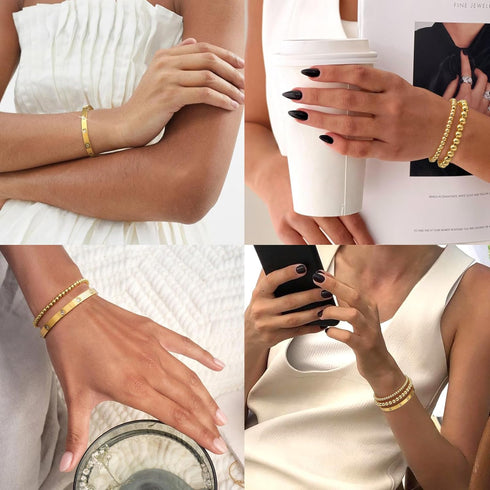 doubgood Gold Bracelets for Women Stackable Gold Bangles Friendship Beaded Bracelets Jewelry Set for Mother's Day Gifts Valentine Wedding Birthday...