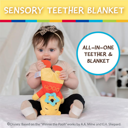 Disney Baby Winnie The Pooh Sensory Blanky with Crinkle and Teether Feet for Infant Baby Boys and Girls...