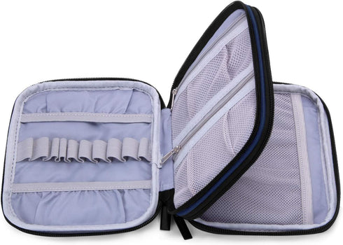 Damero Crochet Hook Case, Travel Storage Bag for Various Crochet Needles and Accessories, Lightweight and Compact, Easy to Carry, Medium, Blue Dot...