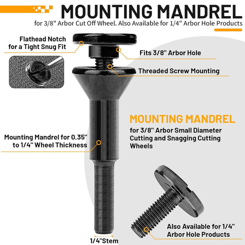Cut-Off Wheel Mounting Mandrel Holder 3/8" & 1/4" Arbor Hole with 1/4" Shaft Stem for Die Grinder Accessories Drill Rotary Tool(1Pack)...