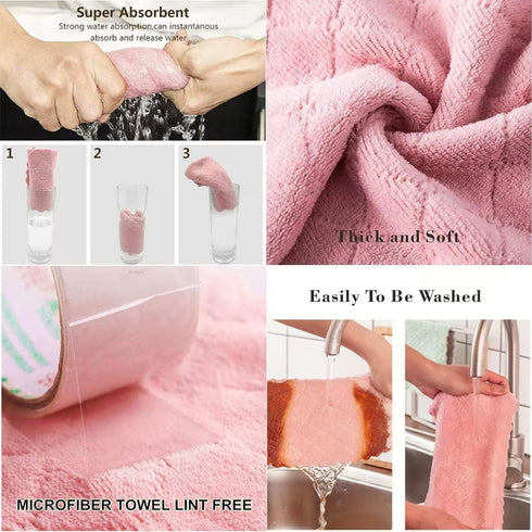 20 Pack Kitchen Dish Cloths Dish Towels, Super Soft and Absorbent Coral Fleece Cloth, Coral Velvet Microfiber Cleaning Cloth, Nonstick Oil Washabl...