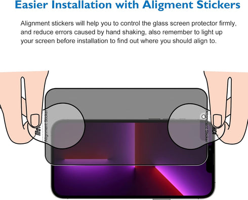 Mothca for iPhone 16e / iPhone14 / iPhone 13/13 Pro (6.1-inch) Matte Privacy Screen Protector with Alignment Sticker, Full Coverage Anti-Spy Anti-...