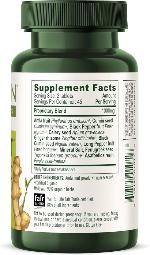 Banyan Botanicals Vata Digest – Organic Digestion Supplement – Warming & Balancing Digestion Aid to Support Comfortable Digestion* – 90 Tablets – ...
