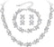 BriLove Wedding Bridal Simulated Pearl Necklace Bracelet Earrings Jewelry Set for Women Crystal Flower Collar Tennis Drop Clear Silver-Tone...