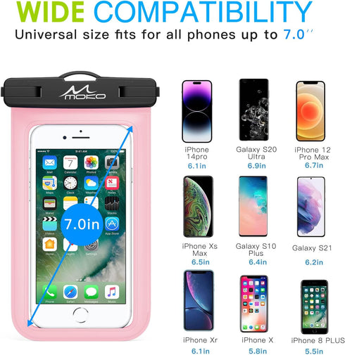 MoKo Waterproof Phone Pouch Holder, Underwater Cellphone Case Dry Bag with Lanyard Armband Compatible with iPhone 14 13 12 11 Pro Max X/Xr/Xs Max/...