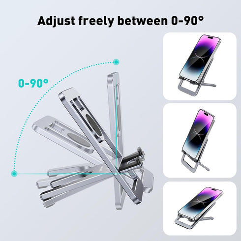 Portable Phone Stand for Desk, Aluminum Adjustable Cell Phone Holder, Foldable Travel Cellphone Dock Compatible with iPhone 15 14 13 Pro Max Mini,...