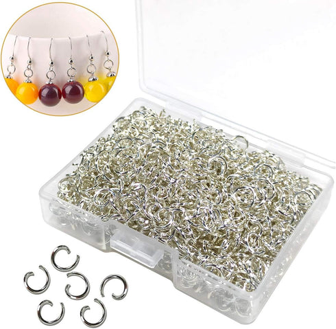 1000 Pcs Silver Plated Jump Rings Split Rings Circle Clasp Connecting Rings Jewelry, Chainmaille Rings Charm Ring Clasp Connector Rings Charm Loop...