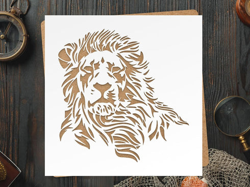 Lion Head Stencil Template 10 x 10 inch - Reusable Stencils for Painting and Crafts, Lion Stencil, Stencil of Lions, Jungle Stencil, Animal Stenci...
