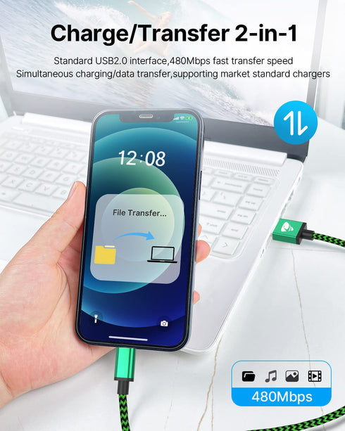 Aioneus iPhone Charger Cord 3ft 3Pack MFi Certified Lightning Cable Fast Charging Nylon Braided Phone Charger Cable Compatible with iPhone 14 13 P...