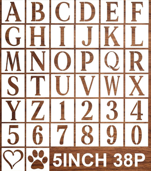 5inch Letter Stencils Alphabet Stencils Letter Stencil Lettering Alphabet Stencils Letters Stencils for Painting on Wood Wall Cake Cookies Holiday...