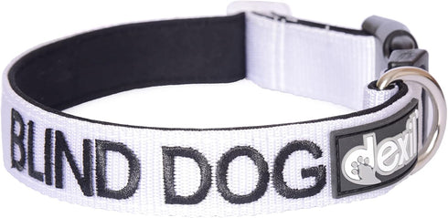 Blind Dog White Color Coded Alert Warning S-M L-XL Buckle Dog Collars (S-M Collar 10-17"Lx1"W)...