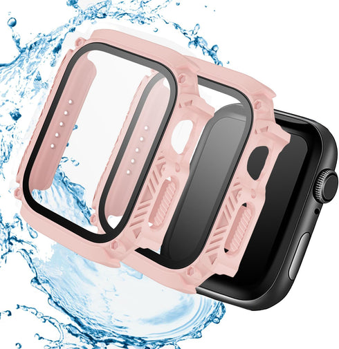 Waterproof Case 41mm for Apple Watch Series 9 8 7 with Tempered Glass Screen Protector, iWatch Full Protective Hard PC Bumper Face Cover for Men&W...