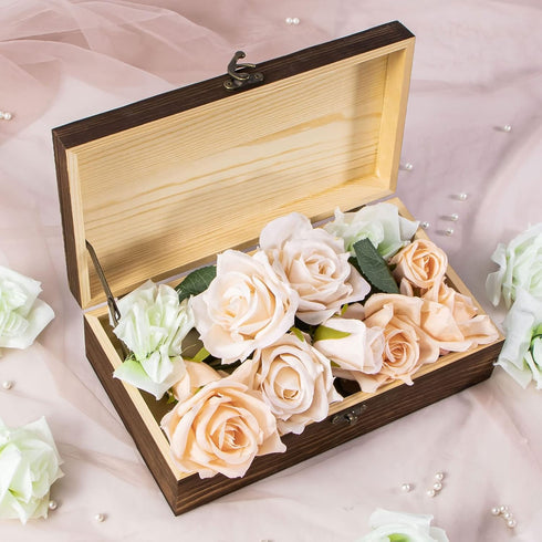 Dedoot Unfinished Wooden Box with Hinged Lid 9.7x5.5x2.7 Inch Rectangle Keepsake Box Clasp Wood Box, Storage Box for DIY Crafts, Home Deocration, ...