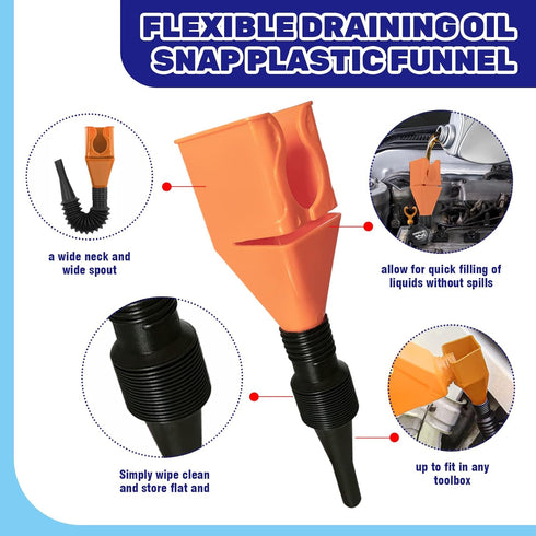 8Pcs Universal Plastic Funnel Set Contains Flexible Hose Oil Funnel with Wide Mouth Oil Funnel for Cars Motorcycles Engine Gas Oils Water Diesel F...