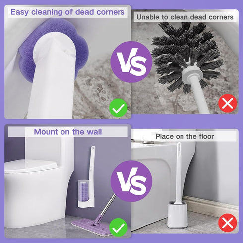 DuringCo Disposable Toilet Brush, Toilet Bowl Cleaner Disposable Toilet Cleaning System- Toilet Bowl Cleaner Brush Set with Storage Caddy and 18 T...