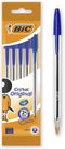 BIC Cristal Original Ballpoint Pens Medium Point (1.0 mm) – Blue, Pouch of 5...