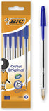 BIC Cristal Original Ballpoint Pens Medium Point (1.0 mm) – Blue, Pouch of 5...