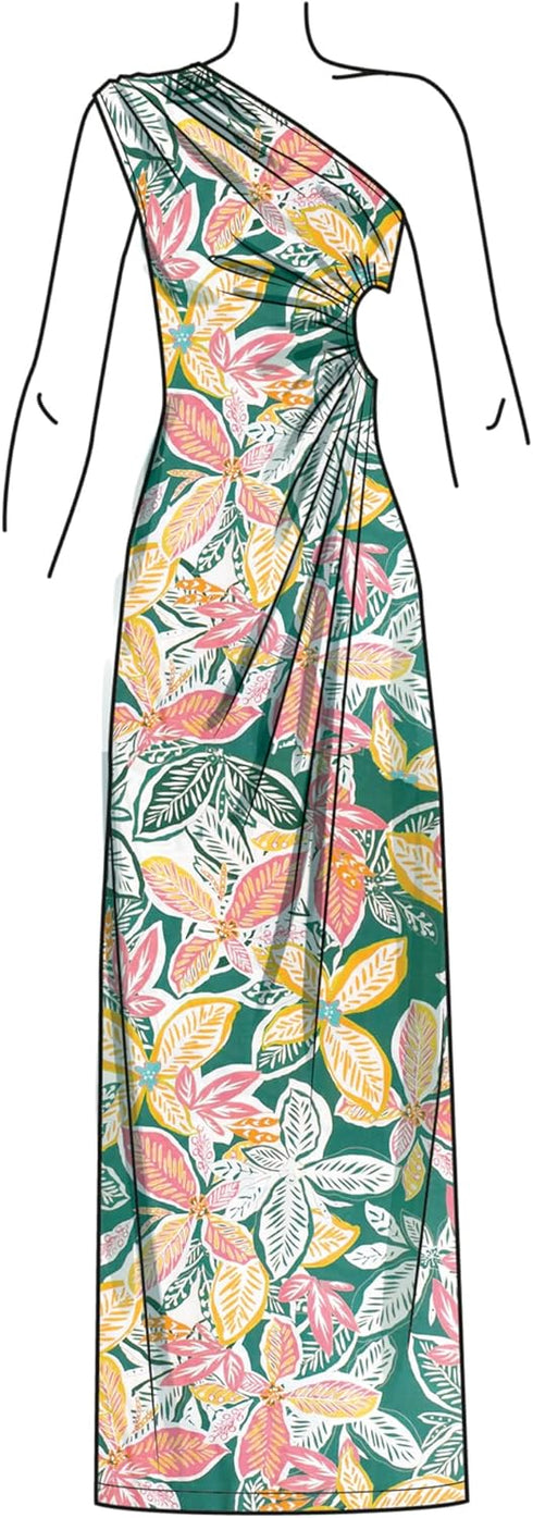 Simplicity Misses' One Shoulder Knit Dress Sewing Pattern Packet, Design Code S9885, Sizes 18-20-22-24-26...