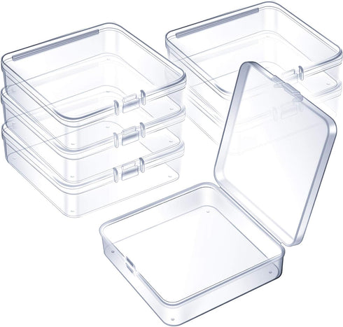 6 Pieces Mini Plastic Clear Beads Storage Containers Box for Collecting Small Items, Beads, Jewelry, Business Cards, Game Pieces, Crafts (3.7 x 3....