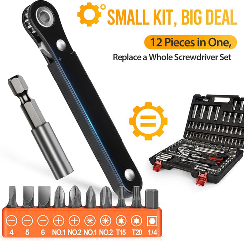 EDC Gear Tools for Men Women Who Have Everything Right Angle Screwdriver Mini Degree Screwdriver Set as Sewing Machine Attachments Offset Screwdri...