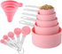 Measuring Cups and Spoons Set of Huygens Kitchen Gadgets 10 Pieces, Stackable Stainless Steel Handle Measuring Cups for Measuring Dry and Liquid I...