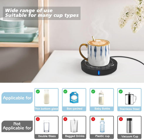 Coffee Mug Warmer, Coffee Warmers for Office Home Desk Use, with Gravity Switch Cup Warmer Thermostat Coaster for Hot Coffee Tea Espresso Candle W...