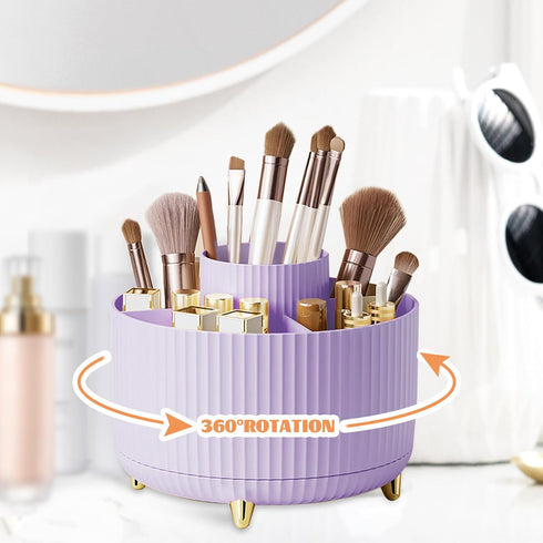CenYouful Makeup Brush Holder Organizer,5 Slot 360° Rotating Make up Brushes Cup, Makeup Organizer Countertop for Cosmetics, Nail Polish, Art Supp...