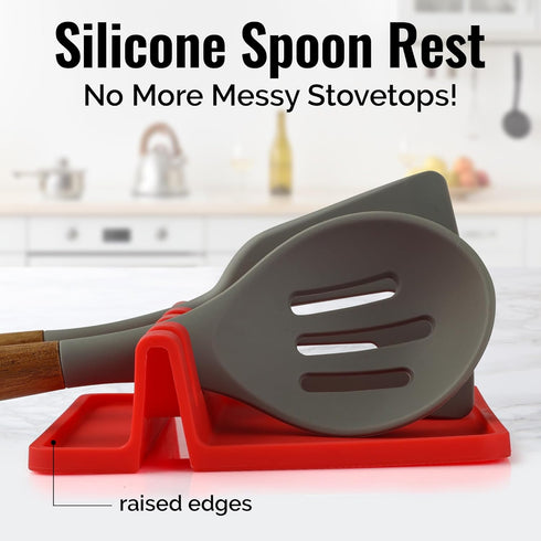 Zulay Kitchen Silicone Utensil Rest with Drip Pad for Multiple Utensils - BPA-Free, Heat-Resistant Spoon Rest & Spoon Holder for Stove Top - Kitch...