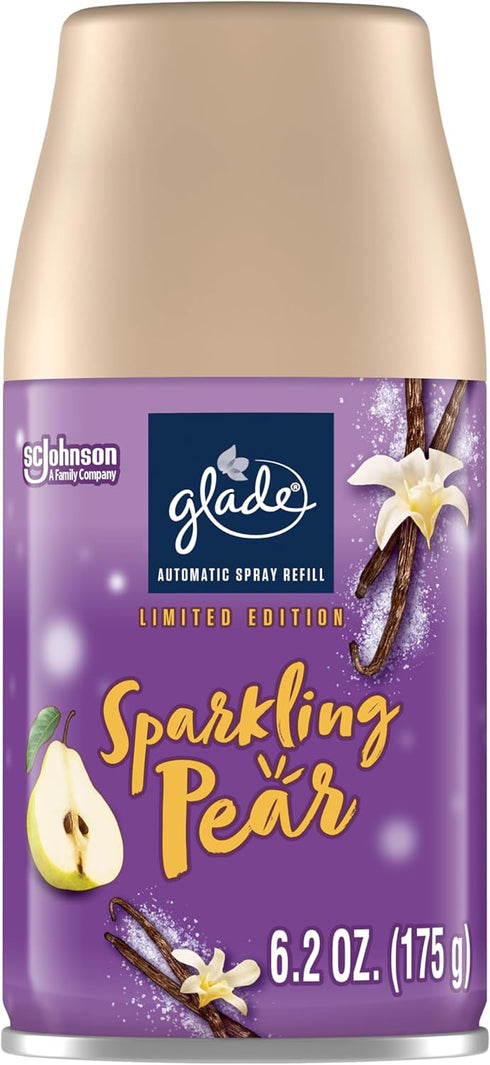 Glade Automatic Spray Refill, Air Freshener for Home and Bathroom, Sparkling Pear, Limited Edition Scent, 6.2 Oz...