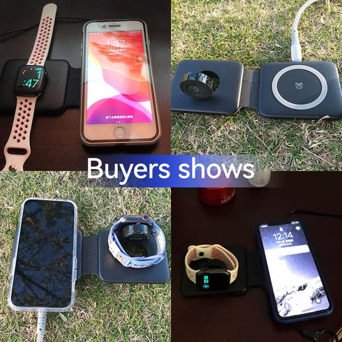 2-in-1 Wireless Charging Pad with Mag Safe - Compatible with iPhone 15/14/13/12 Pro Max, AirPods Pro, iWatch Ultra - Fast Charging Station for Qi ...