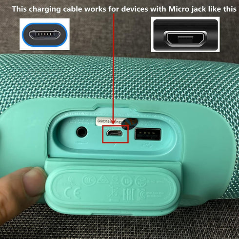 Saipomor Flip4 Replacement Cable Micro USB Fast Charger Flat Cord Compatible with JBL Flip4 Flip3 Clip3 Charge2+ Charge3 Pulse3 Bluetooth Speaker ...