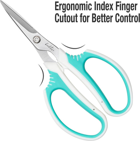 Beaditive Multipurpose Craft Scissors - High-Leverage with Sharp Carbon Steel Blades - Ergonomic Sewing Scissors for Heavy Duty Projects - Office,...