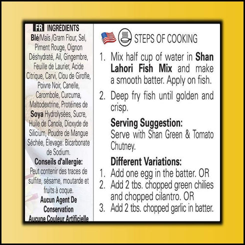 Shan Lahori Fish Recipe and Seasoning Mix 3.5 oz (100g) - Spice Powder for Batter Coated Fried Fish - Suitable for Vegetarians - Airtight Bag in a...