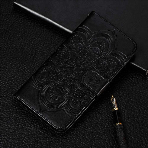 LEECOCO for Galaxy S10e Case Mandala Embossing Luxury PU Leather Flip Notebook Wallet Bookstyle Magnetic Stand Card Slot Folio Bumper Protection C...