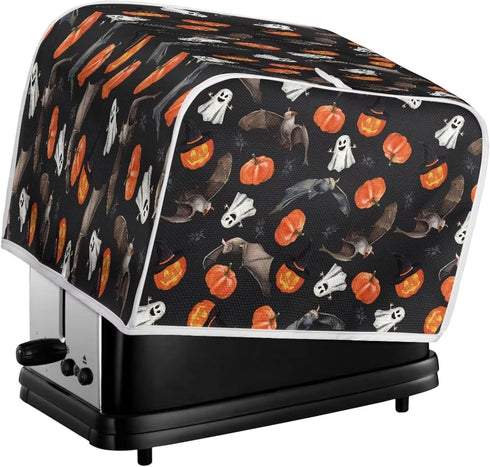 Bat 2 Slice Toaster Covers, Pumpkin Ghost Anti-Sputtering Bread Toaster Cover Toaster Dust Cover, Small Washable Kitchen Appliance Protector, Keep...