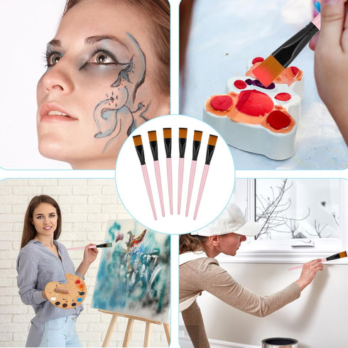 6 Pcs 1 inch Flat Paint Brushes Acrylic Paint Brush Paintbrushes for Acrylic Paint Flat Brush Synthetic Nylon Craft Artist Brushes for Painting Oi...