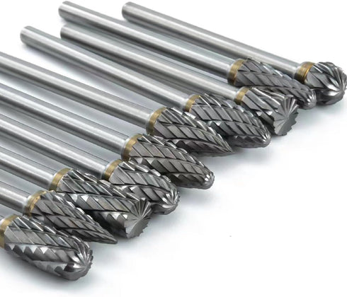 Carbide Burr Set 10PC 1/8" Shank Tungsten Double Cut Carbide Rotary Burr Set for Metal and Wood Carving, Grinding, Polishing, Engraving, Drilling....