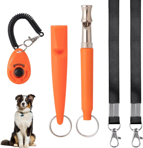 3Pack Ultrasonic Dog Whistle,Dog Whistle to Stop Barking,Recall Training,Professional Ultrasonic Dog Training Whistle with Dog Clicker Lanyards...