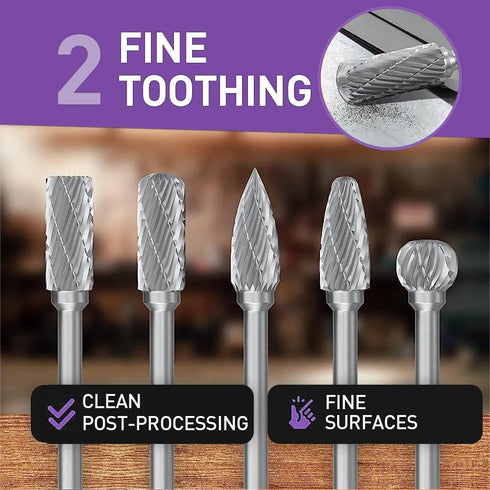 Carving Bits Carbide Burr Set Compatible With Rotary Tool, 10Pcs Grinding Bits for Die Grinders Accessories with 1/8" Shank, Rasp Bits Accessories...