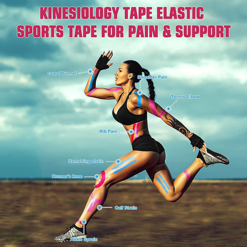 Kinesiology Tape Precut(1 Pack) Elastic Therapeutic Sports Tape Water Resistant Athletic Tape for Knees, Ankles, Shoulder, Elbow, Pain Relief and ...
