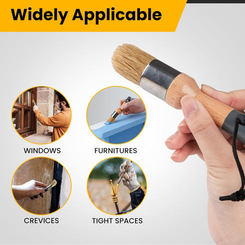 YiBaiBrush-Wax and Chalk Paint Brush, 2 Pack Wax Brushes and Chalk Paint for Furniture DIY Art Crafts, Natural Bristle Round Oval Chalk Paint Brus...